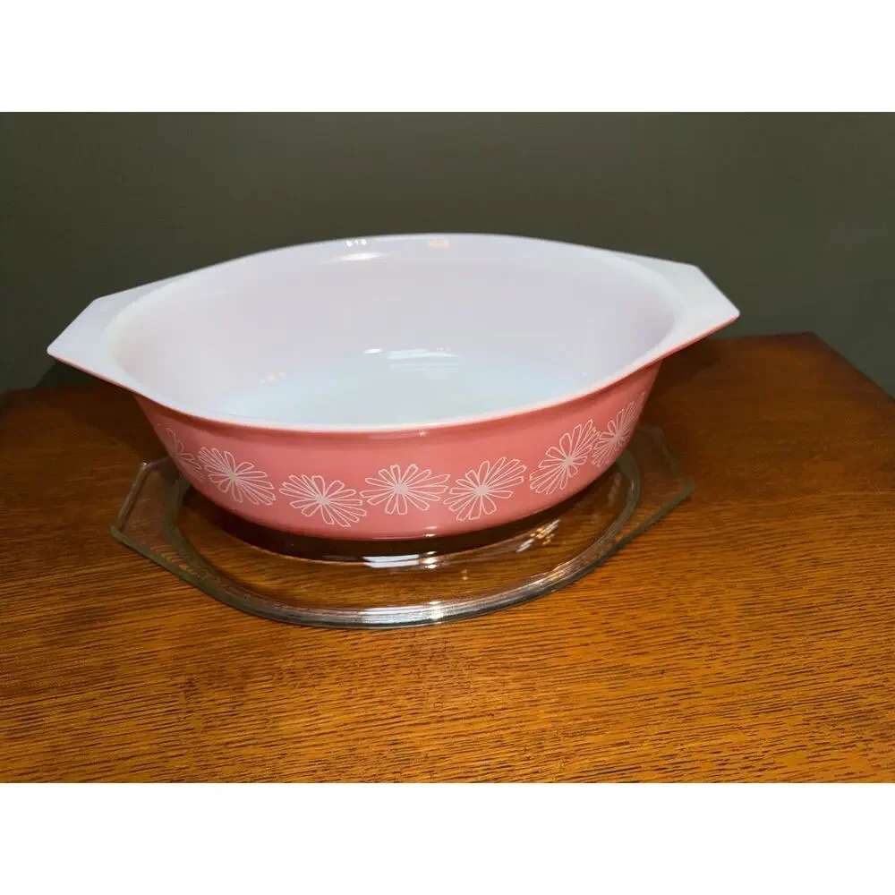 Vintage Pyrex 2.5QT Pink Daisy 045 Casserole Dish W/Lid